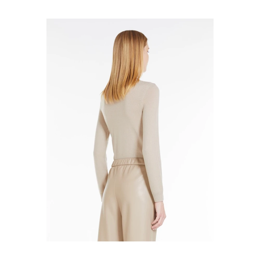 Max Mara Beige Jersey Hoge Hals Ribgebreide Trui Gray Dames