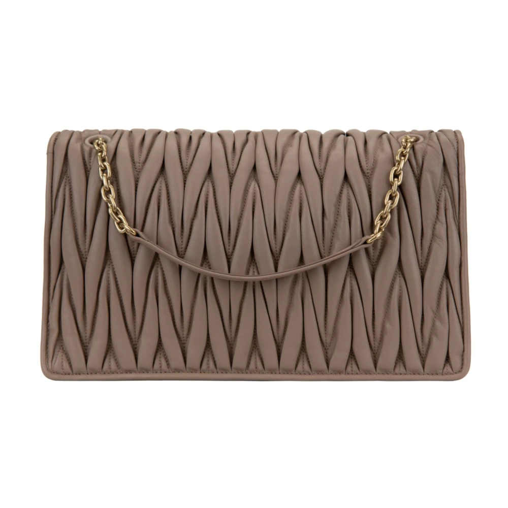 Miu Dames Schoudertas Magneetknoop Leer Brown Dames