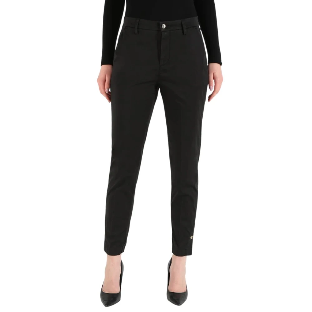 Liu Jo Women's Black Cotton Cigarette Trousers - Slim-Fit Trousers - W31 - Trousers