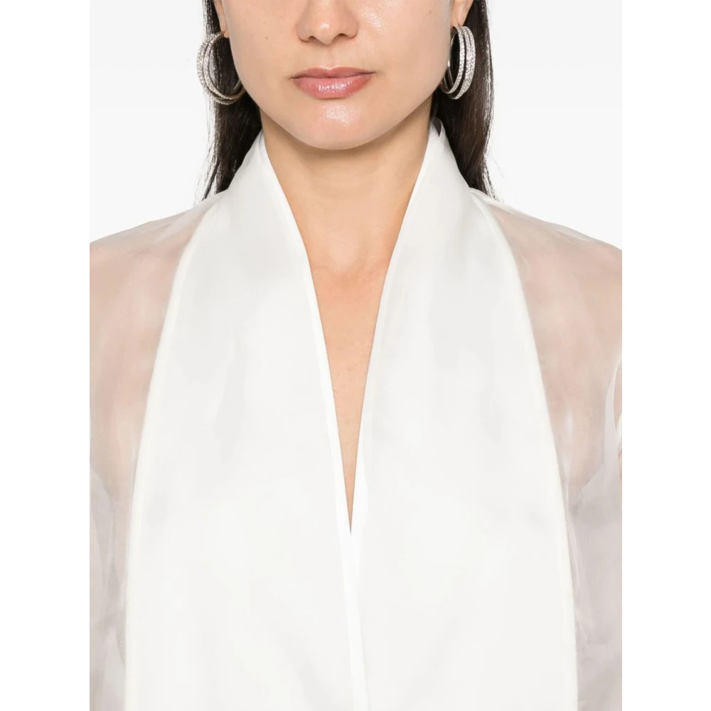 Genny Witte zijden blouse met drukknoopsluiting White Dames