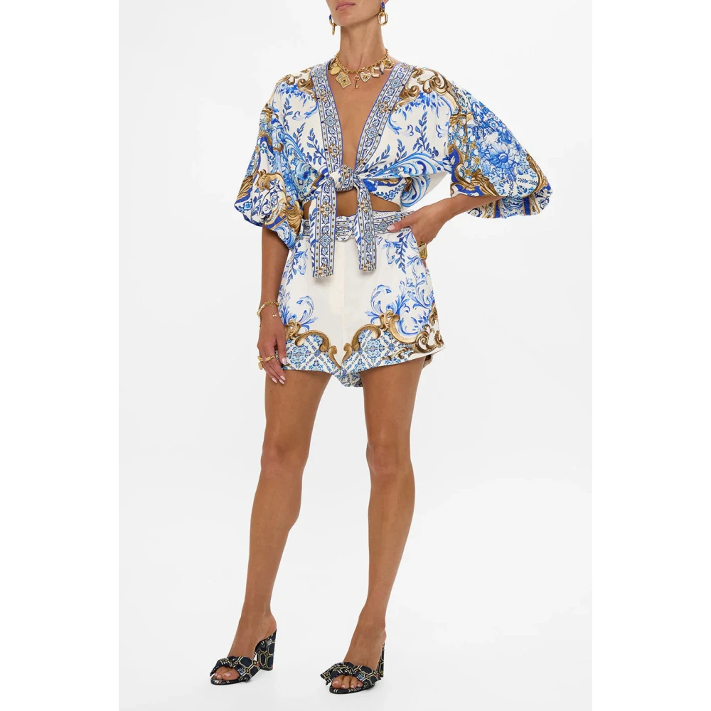 Camilla Blauw Avontuur Pofmouw Top Blue Dames