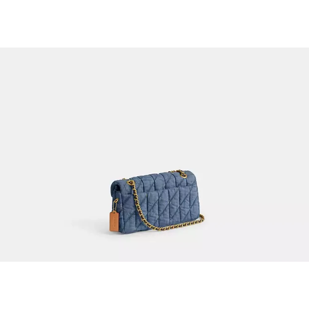 Coach Gewatteerde Denim Tabby Schoudertas Blue Dames