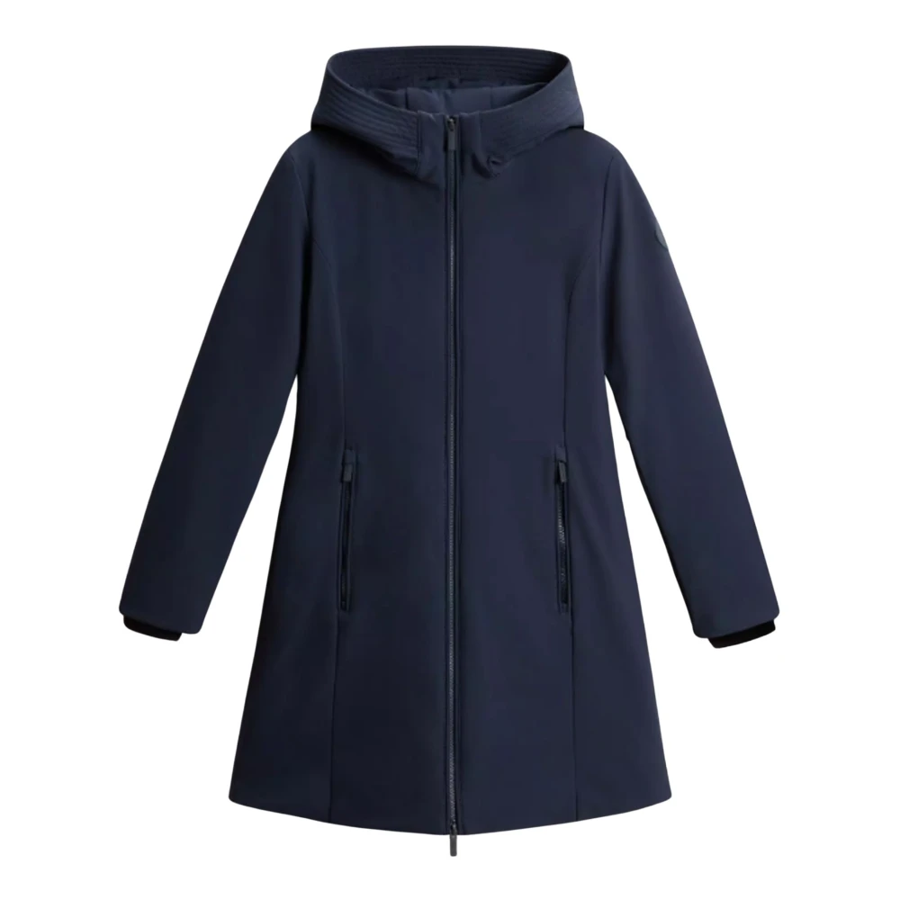 Woolrich Women's Blue Tech Softshell Down Parka With Feminine Silhouette - Parkas - Xl - Coats