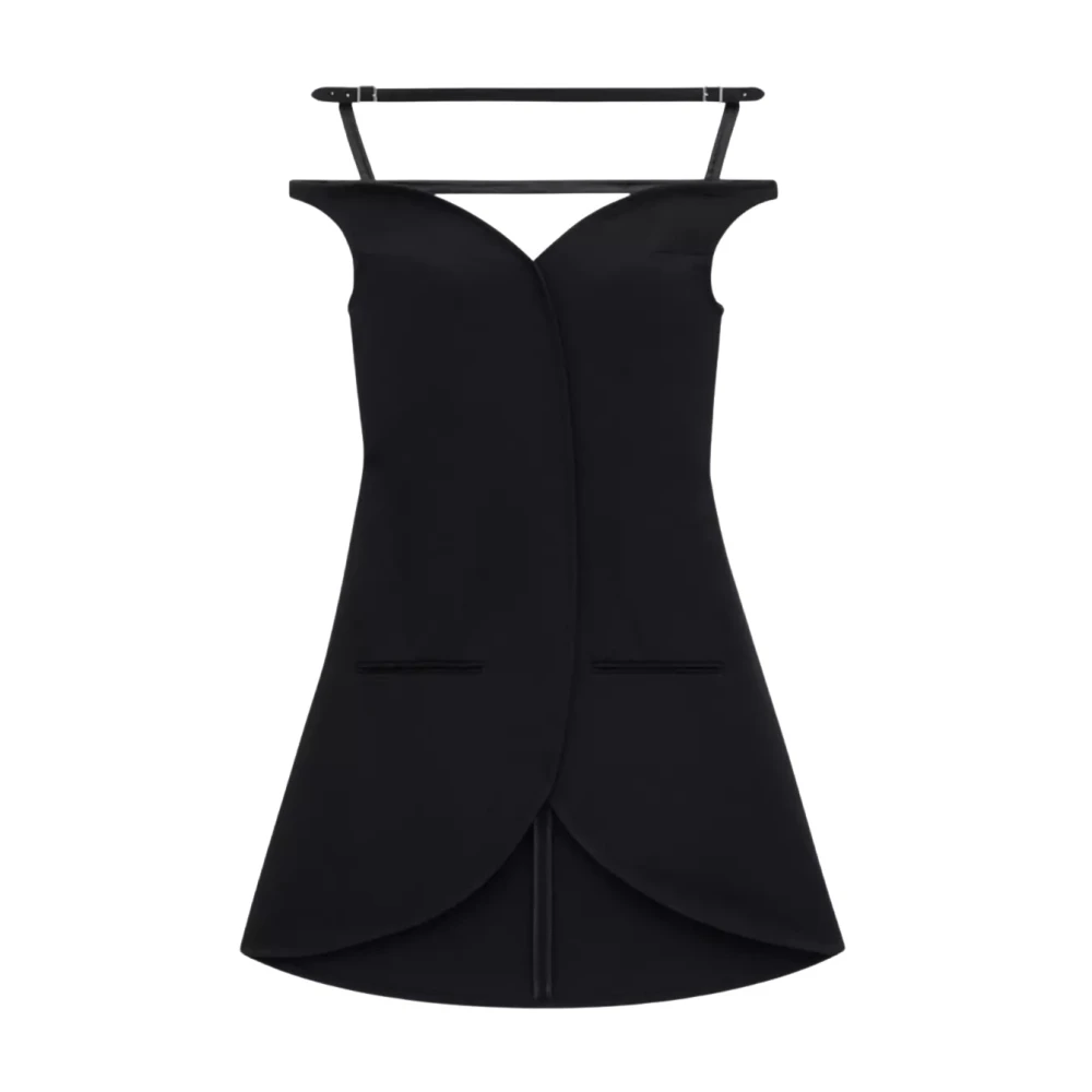 Courrèges Zwarte Mini Jurk Sweetheart Halslijn Black Dames