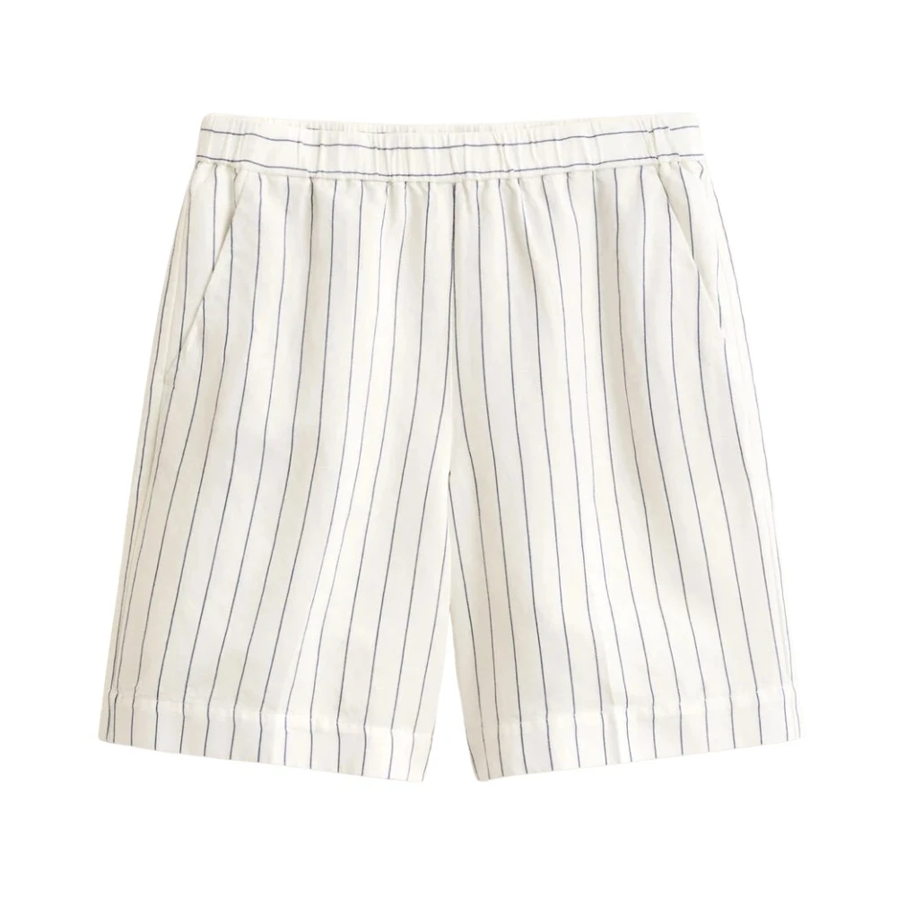 Gant Donna Beige - Striped Linen-Blend Shorts - Shorts - L