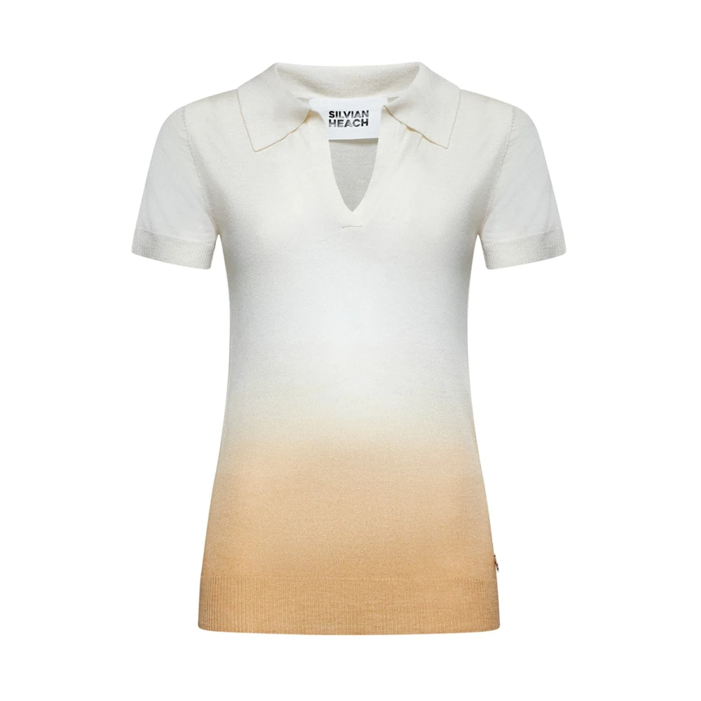 Silvian Heach Vrouw Wit Truien & Vesten Dames, M, Wol, T-Shirt Met V-Hals En Faded Effect
