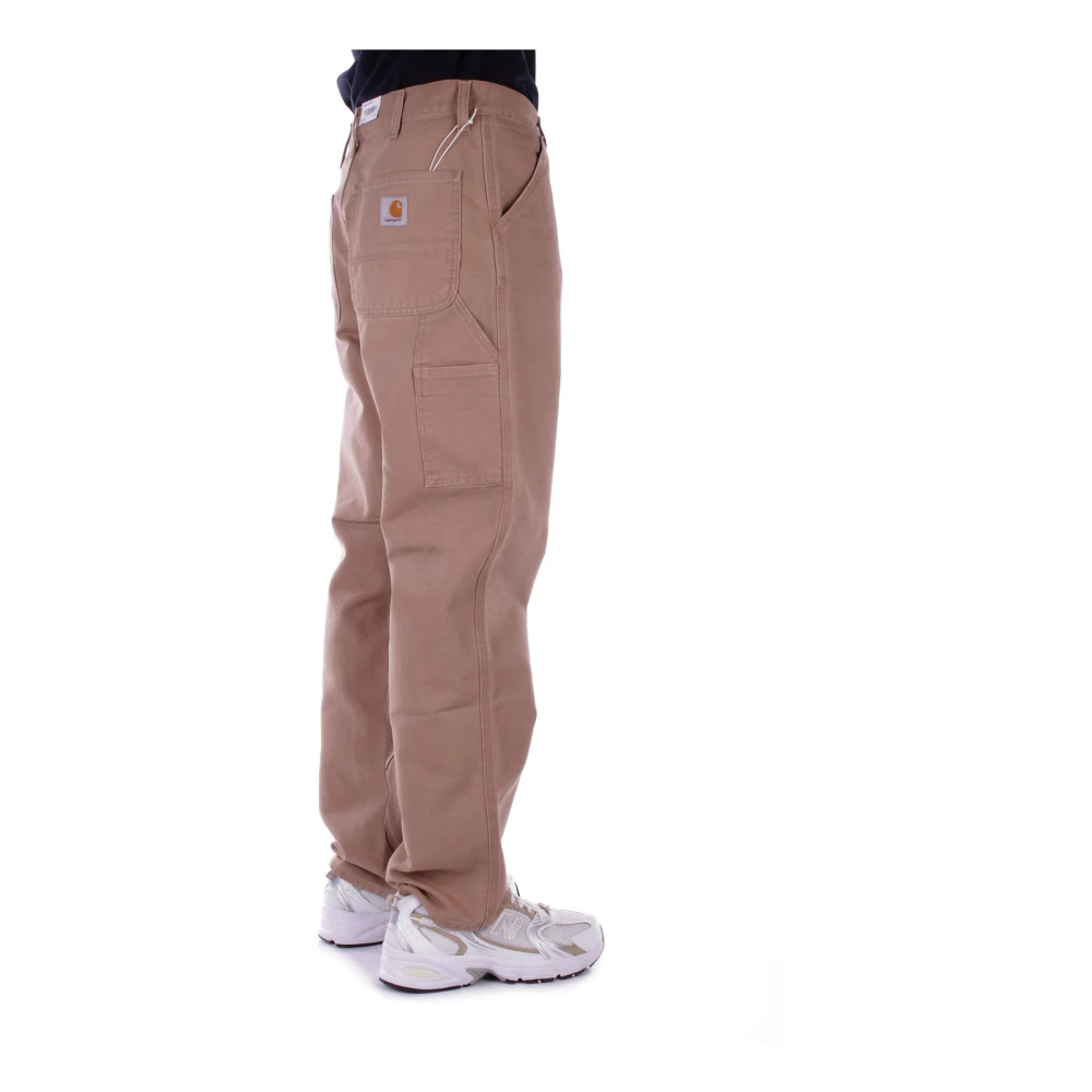 Carhartt WIP Logo Broek Rits Knoop Zakken Katoen Brown Heren