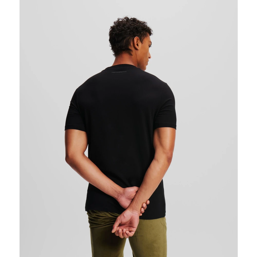 Karl Lagerfeld Zwart T-shirt met contrasterend logo bij de hals Black Heren