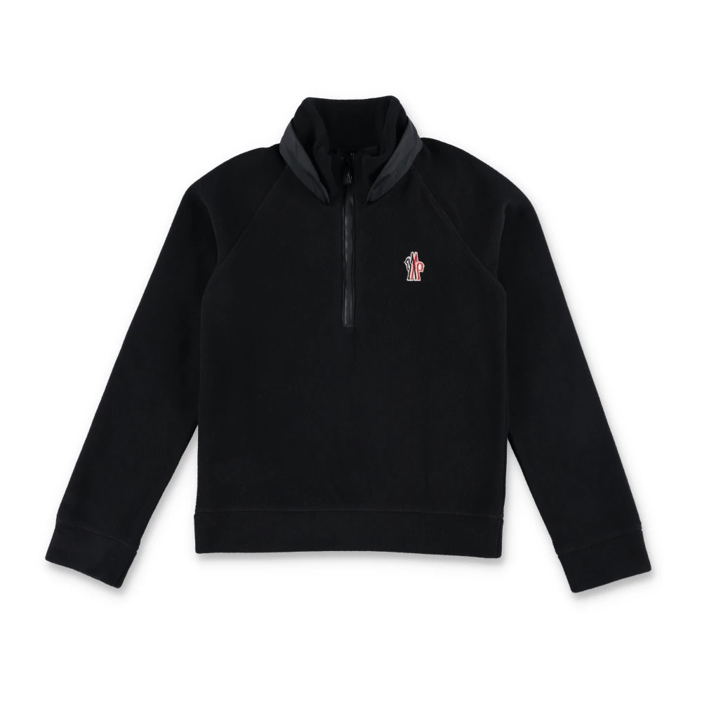 Moncler Svart Fleece Zip-Up Sweatshirt Aw24 Black, Pojke