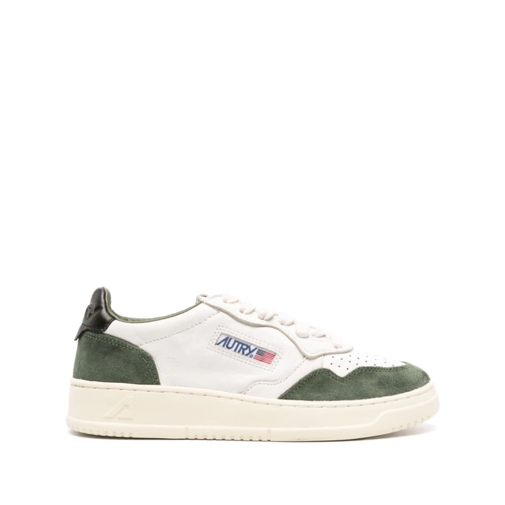 Autry Women's White Sneakers,, Forest Green Leather Trainers Size 5 Uk