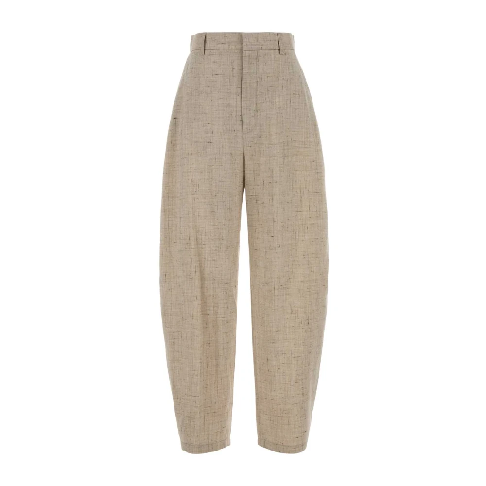 Moschino Women's Beige Tapered Trousers, S, Melange Jersey Wide-Leg Pant