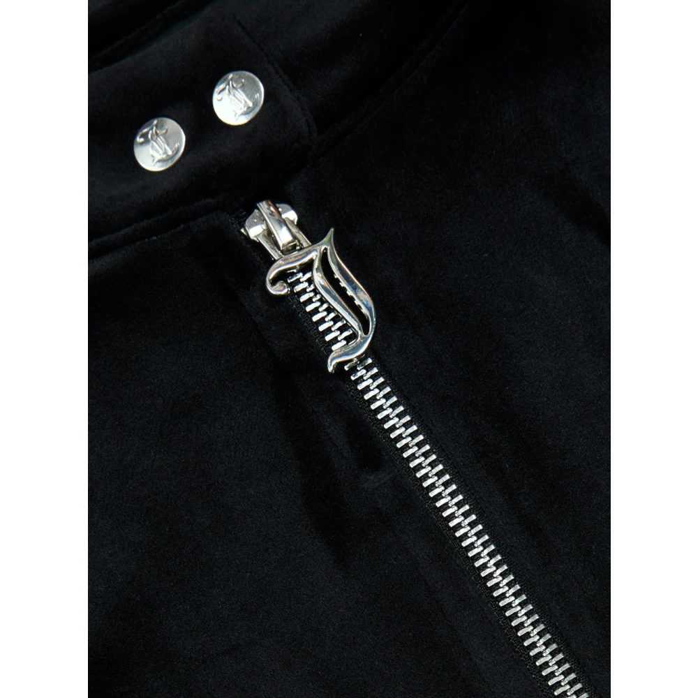 Juicy Couture Zwarte Moto Zip Track Top Black Dames