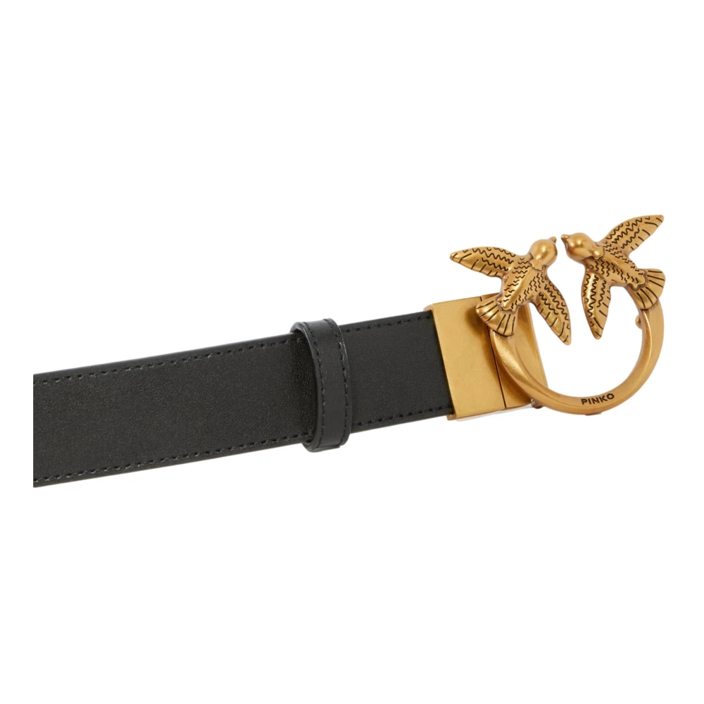 pinko Love Berry Monogram Leren Riem Zwart Black Dames
