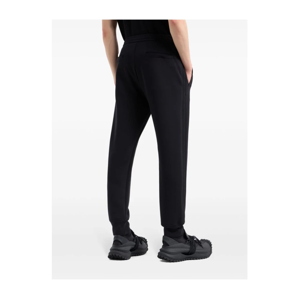 Emporio Armani Zwarte Jersey Broek Elastische Tailleband Black Heren