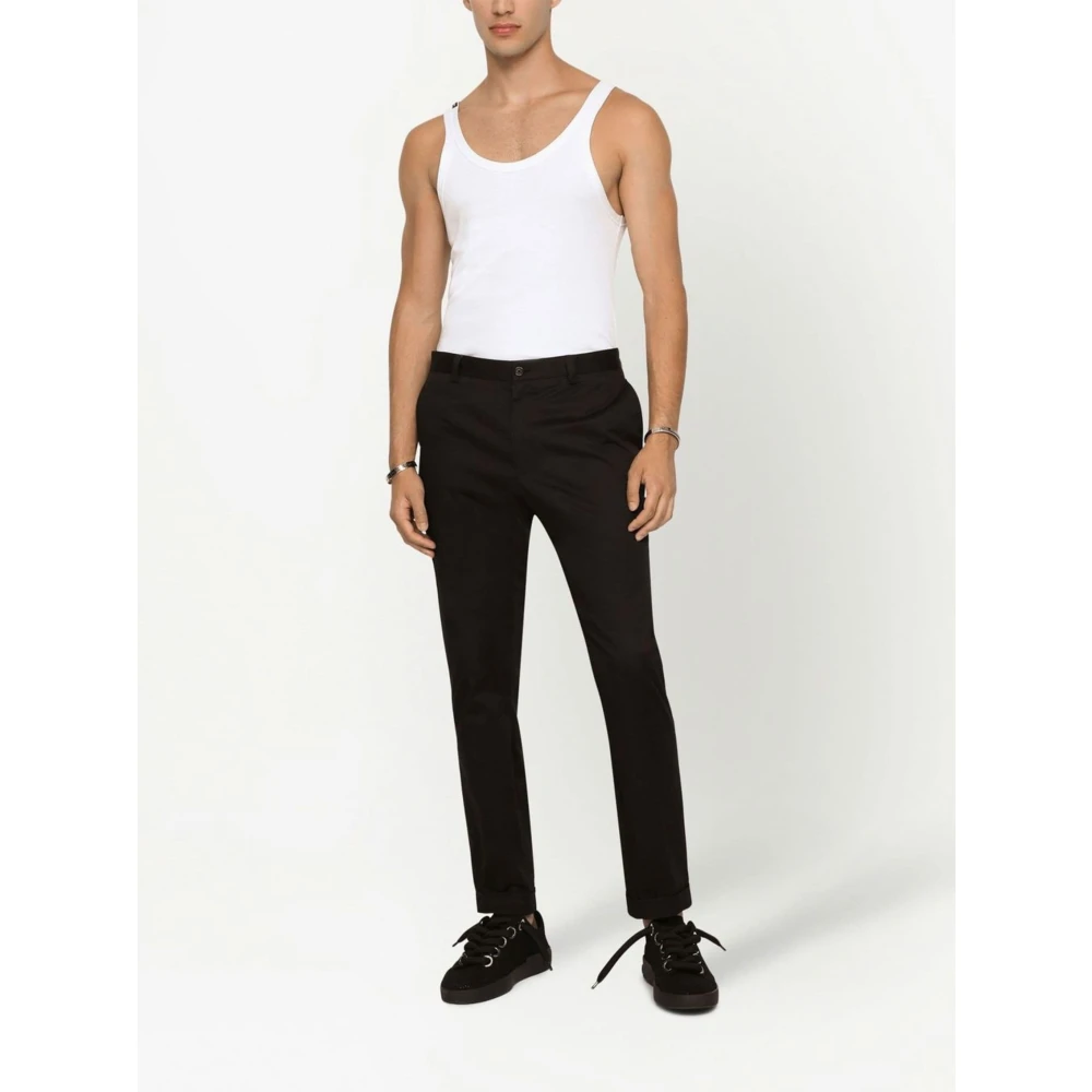 Dolce & Gabbana Rib Tanktop met Logo Patch White Heren