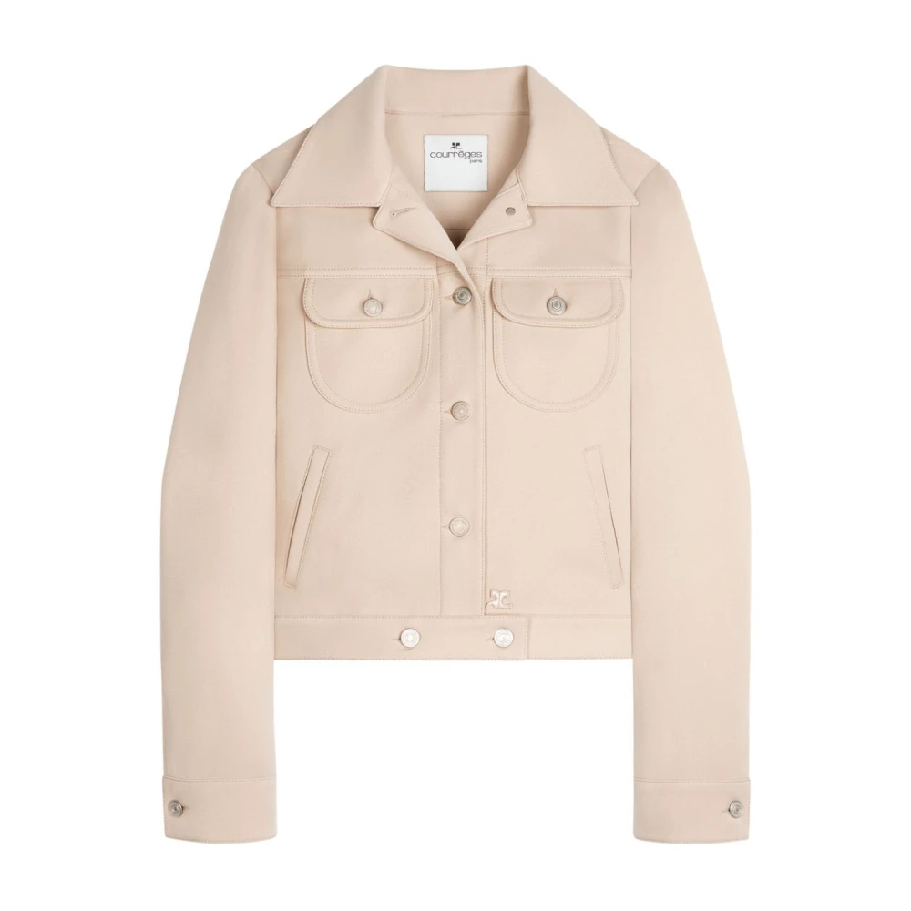 Courrèges Signature Twill Trucker Jacket in Sand Beige Dames