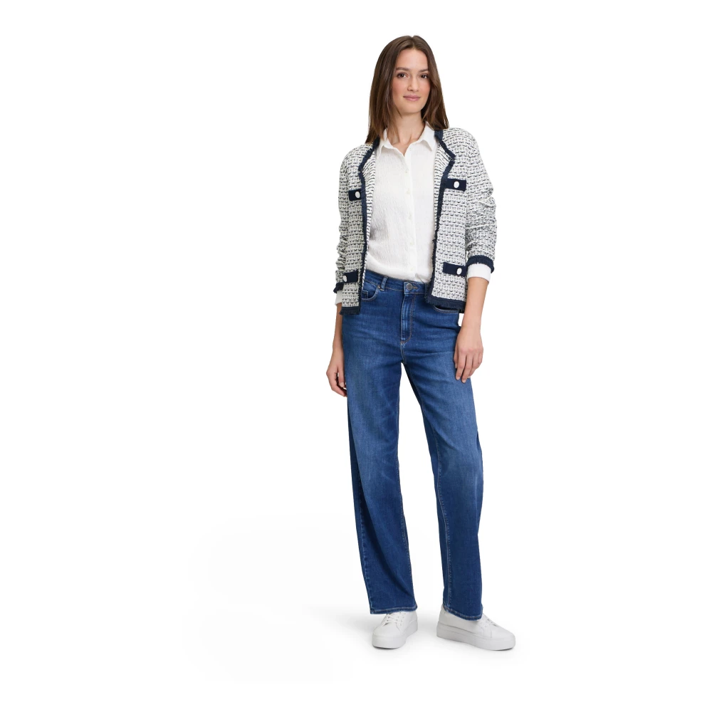 Betty & Co Gebreid vest met ronde hals White Dames