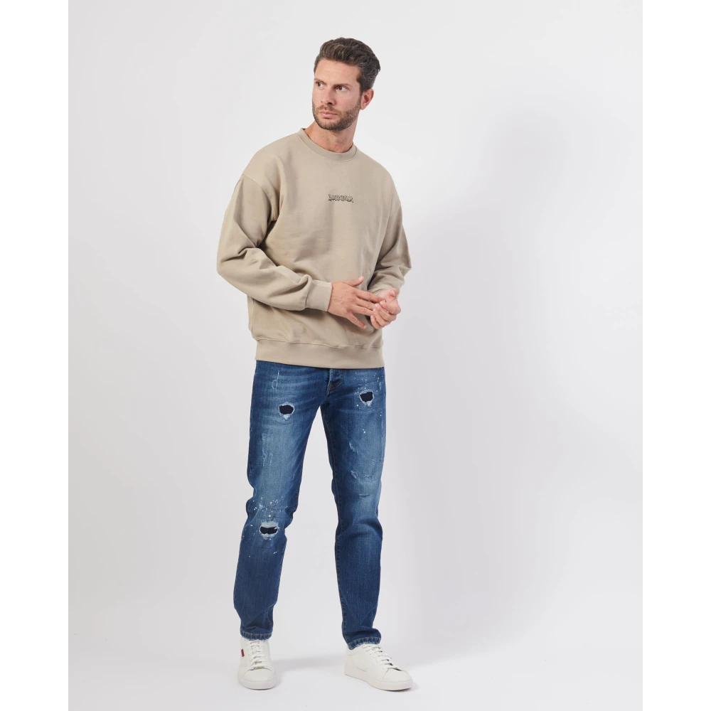 Disclaimer Basis Ronde hals Lange mouwen Sweatshirt Beige Heren