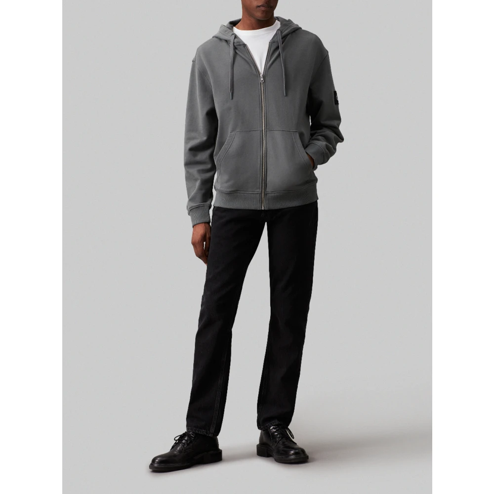 Calvin Klein Grijze trui met capuchon en rits Gray Heren
