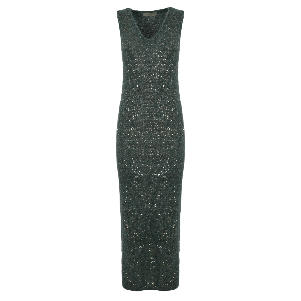 D.Exterior Pailletten Midi Jurk met V-Hals Green Dames