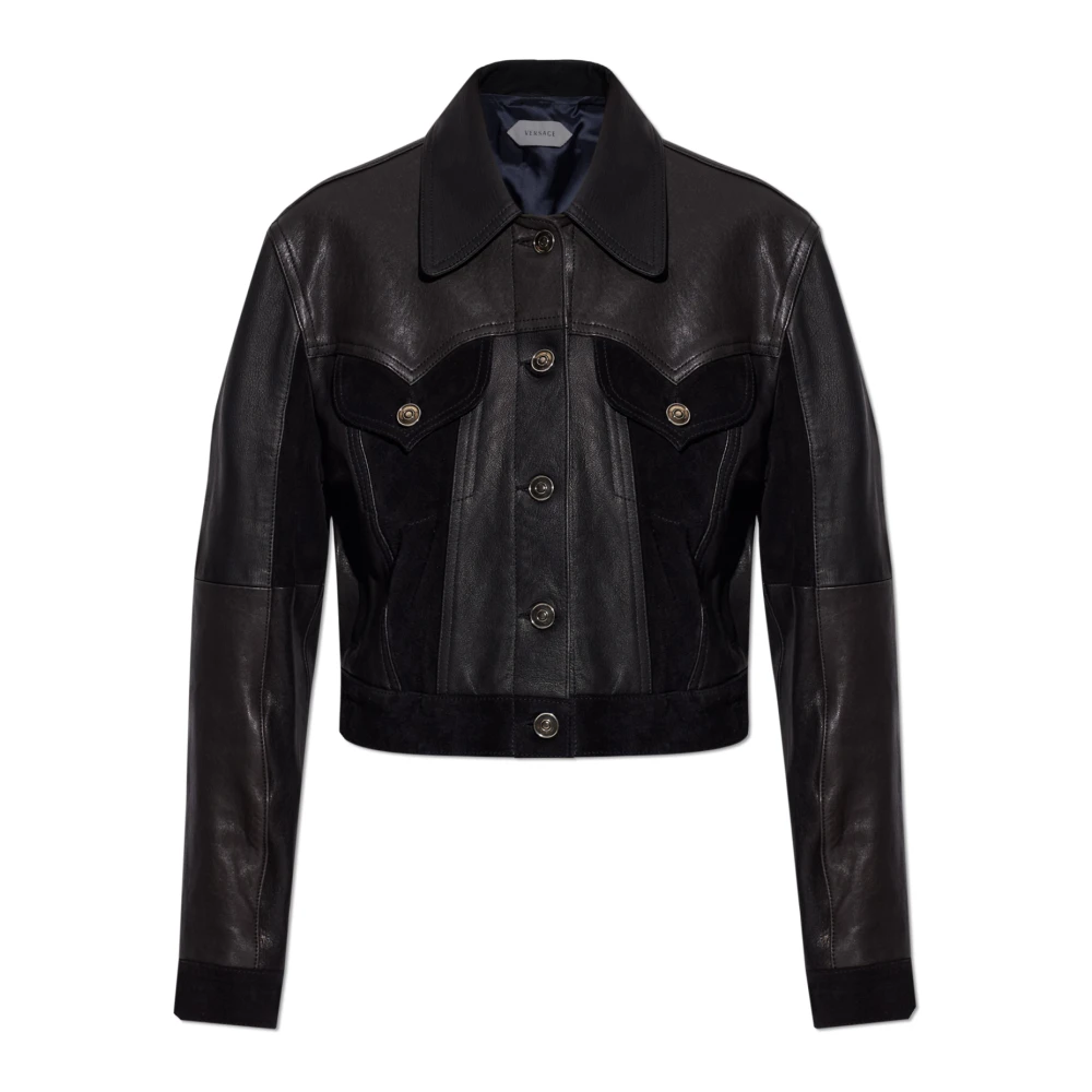 Versace Black Leather Blouson - Female - Leather Jackets - M - Jackets