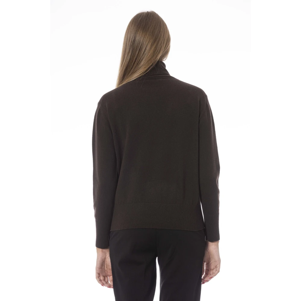 Baldinini Trendy Gebreide Trui met Monogram Detail Brown Dames