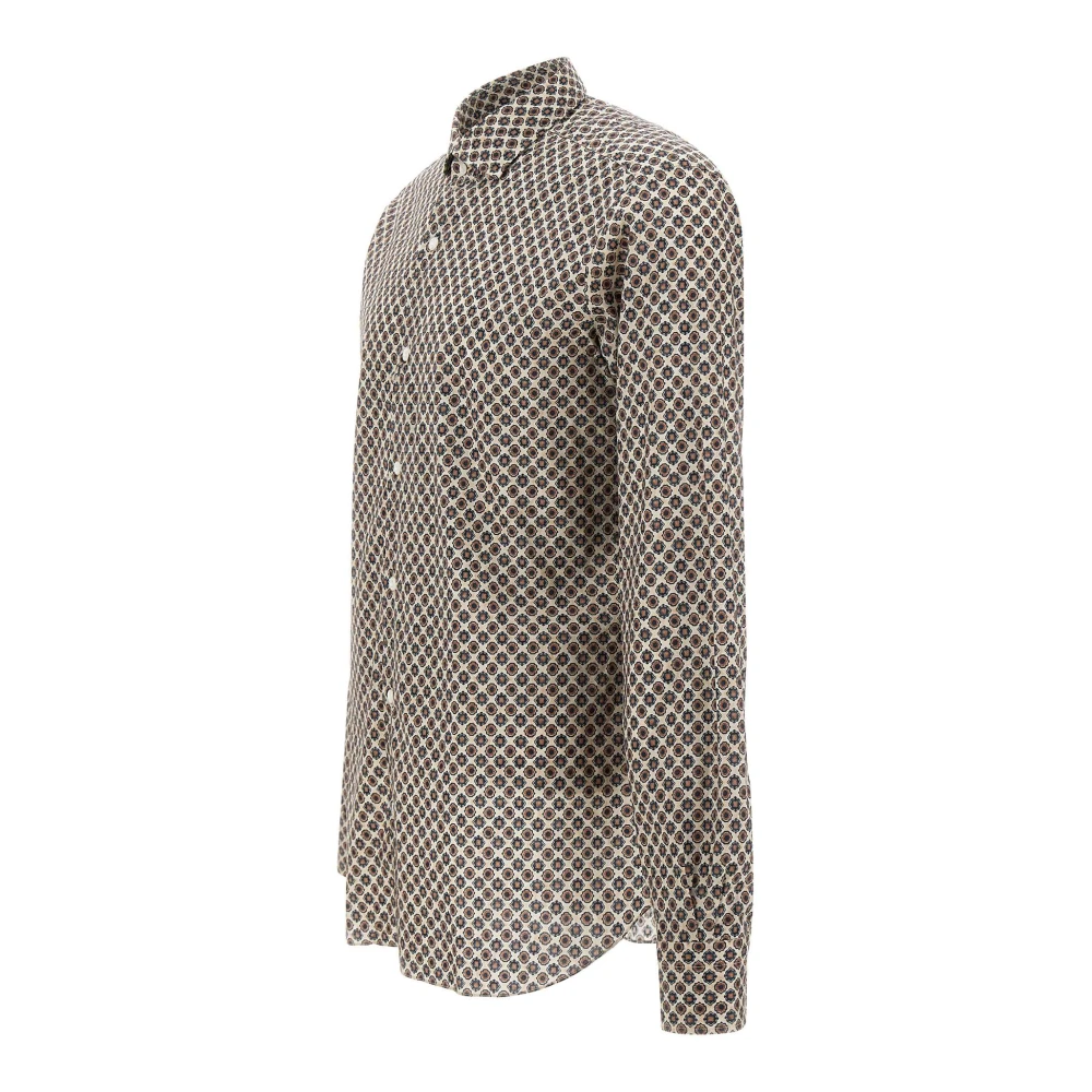 Barba Shirt met Geometrisch Patroon van Katoen Multicolor Heren