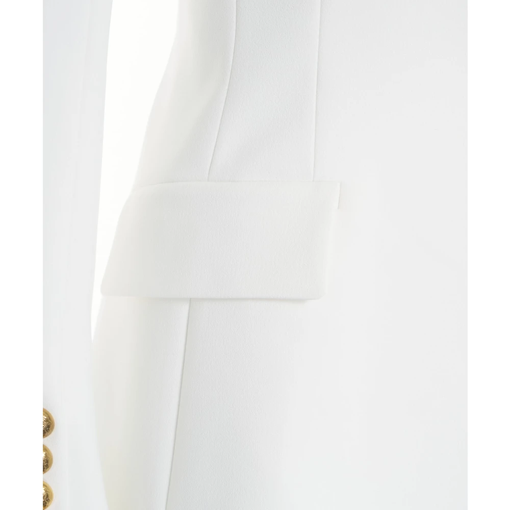 Elisabetta Franchi Witte Crepe Blazer met Gouden Details White Dames