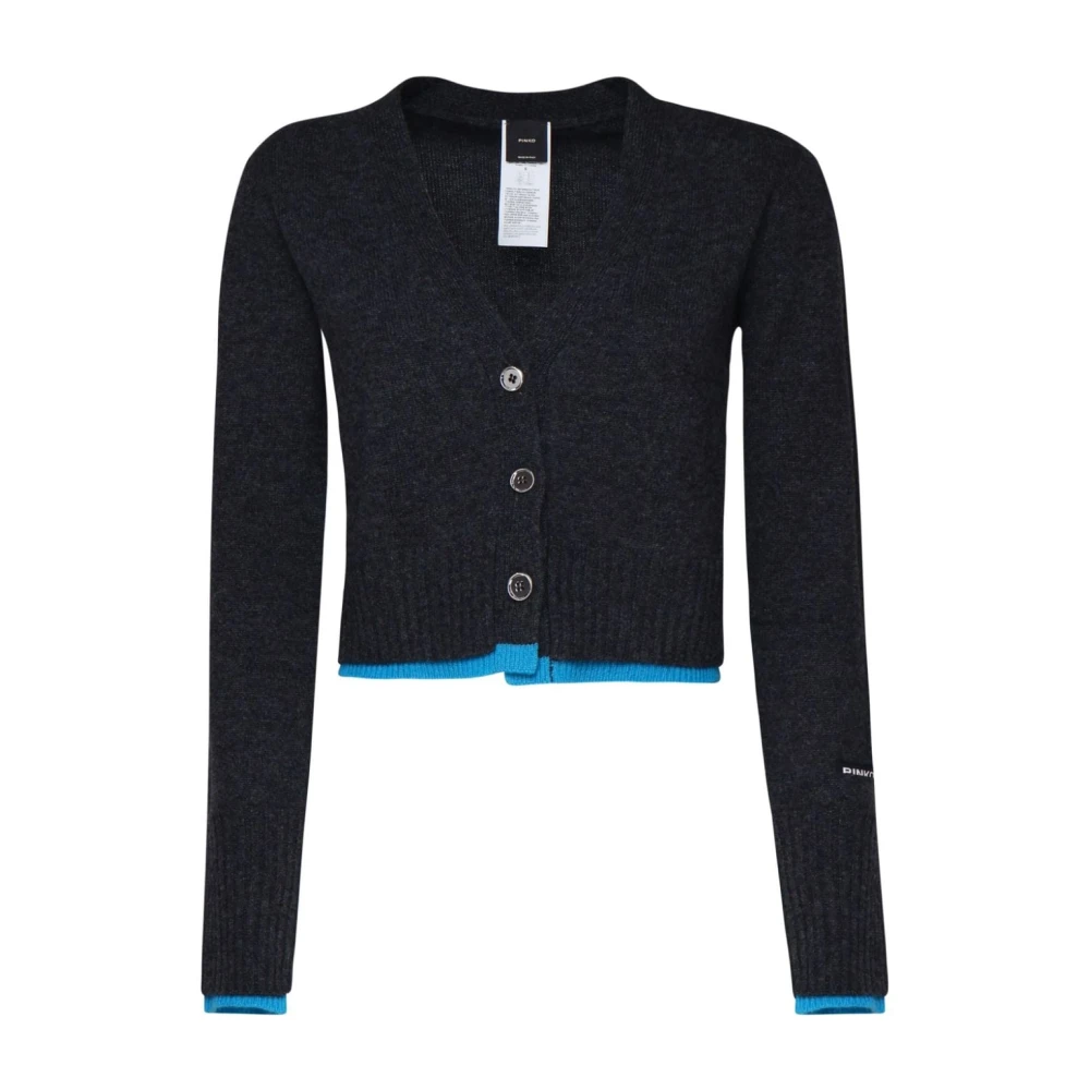Pinko Grijze Wollen V-Hals Cardigan Sweater Gray Dames