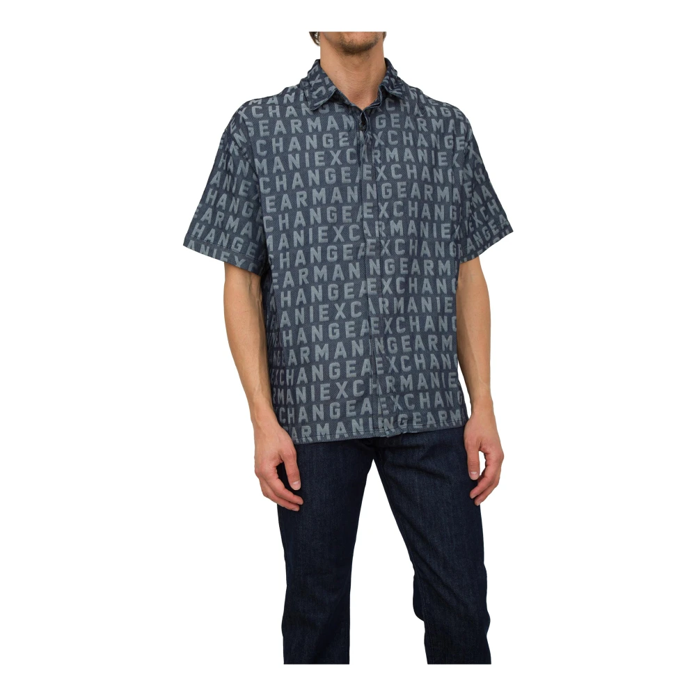 Armani Exchange Blå Denim Skjorta