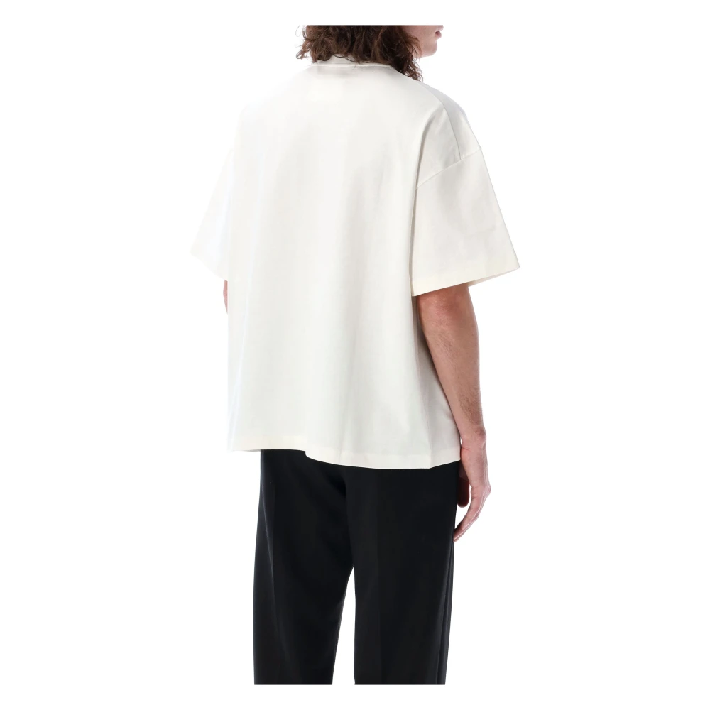 Jil Sander Porselein Katoenen Logo T-shirt Oversized White Heren