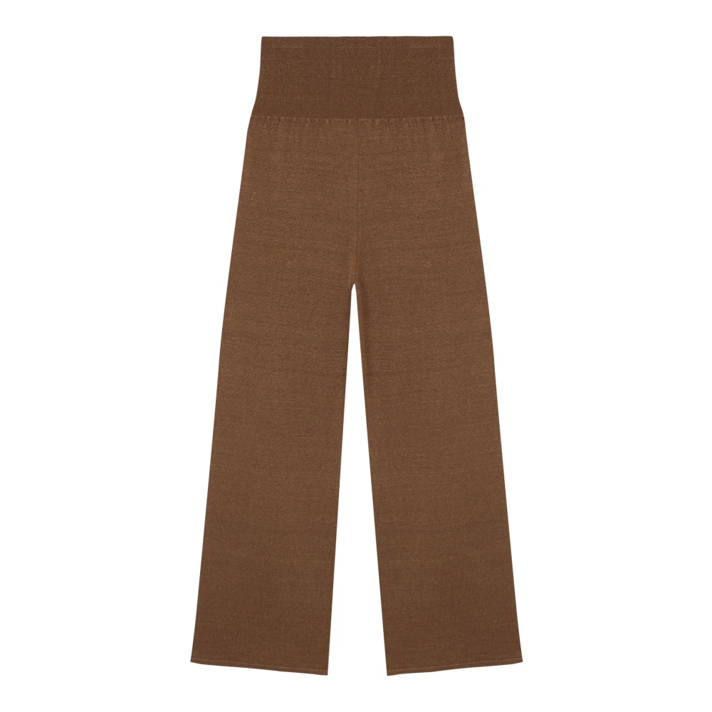 Cortana Vrouw Beige Broeken Dames, 2XS, Linnen, Linnen En Zijde Kaneelkleurige Broek