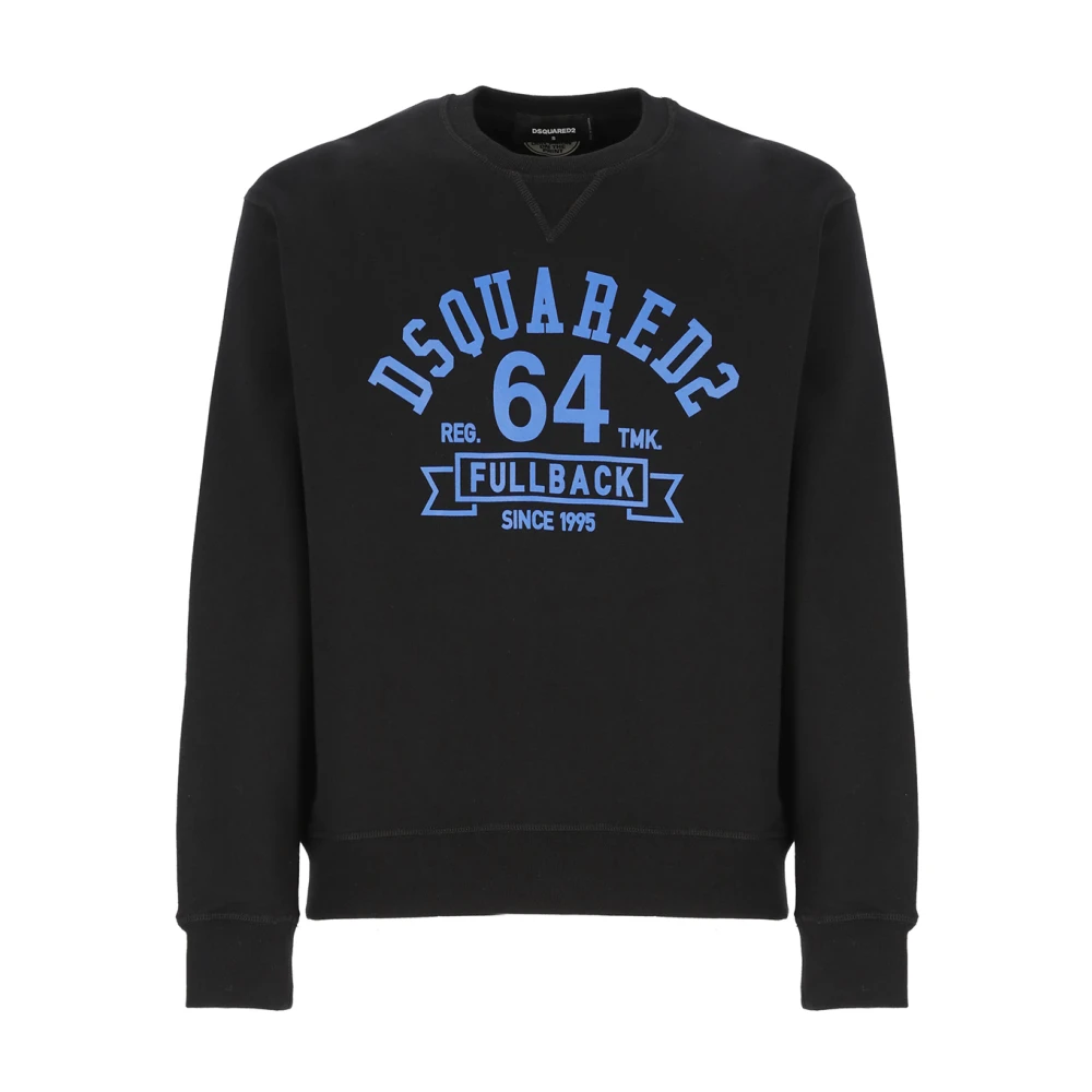 Dsquared2 Zwarte Katoenen Sweatshirt met Logo Print Black Heren