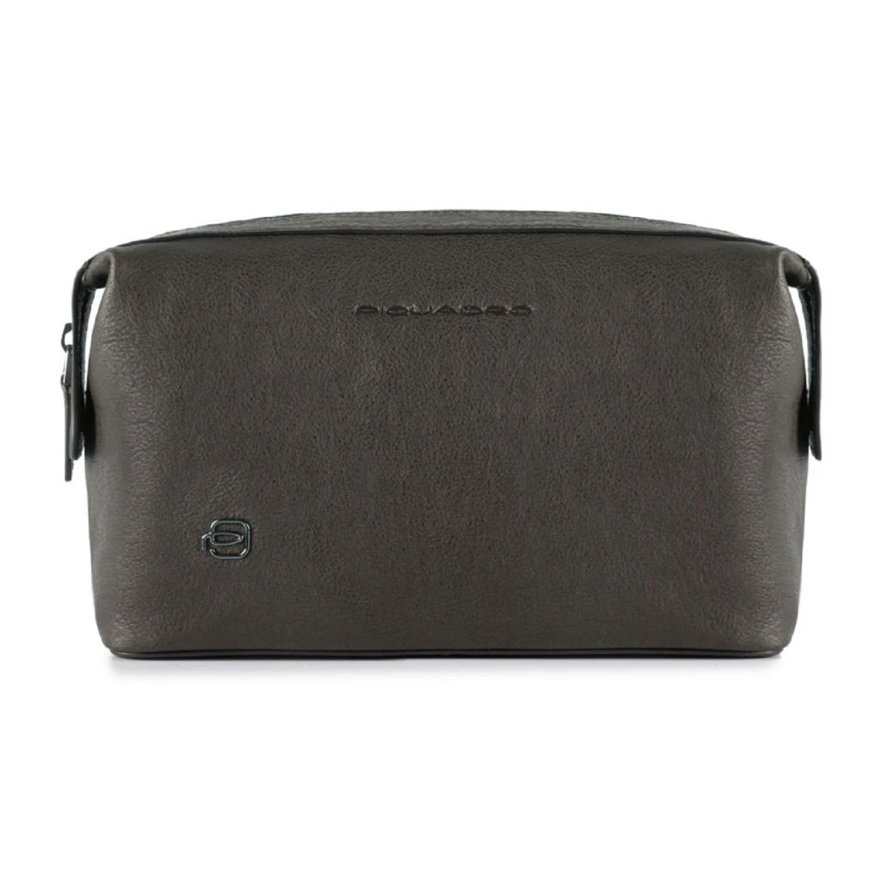 Piquadro Donkerbruine Beautycase Leer Polyester Brown Unisex