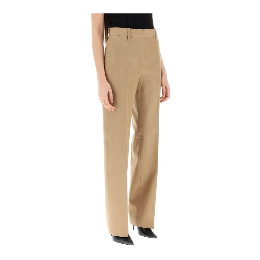 Burberry Getailleerde wollen broek met hoge taille Brown Dames