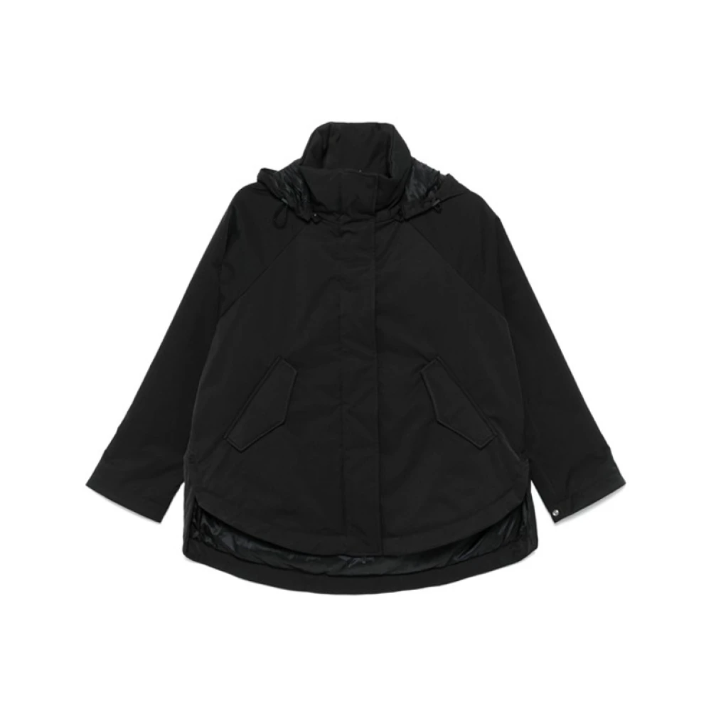 Herno Zwarte Gewatteerde Hoodie Jas Black Dames