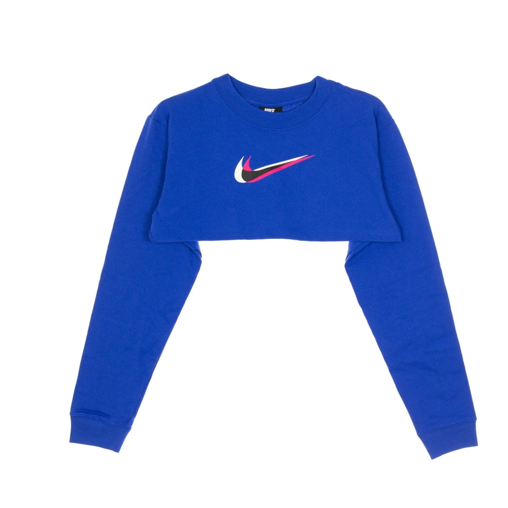 Nike Tryckt långärmad crop top Blue, Dam