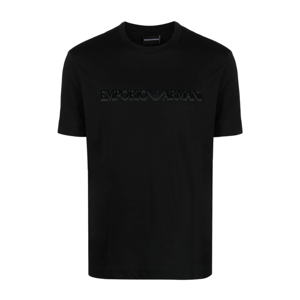 Emporio Armani Logo-Print Katoenen T-Shirt Black Heren