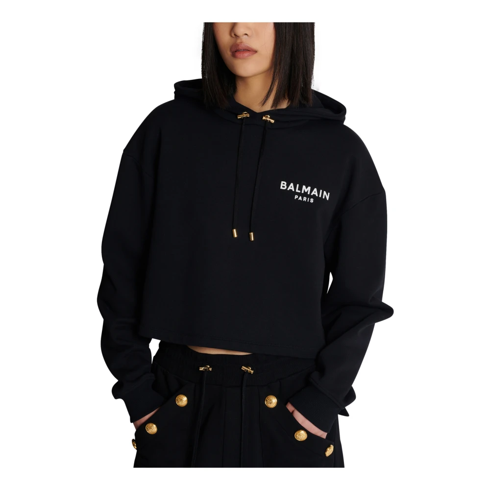 Balmain Flocked Paris hoodie Black Dames