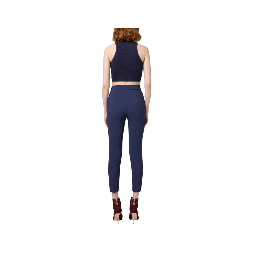 Elisabetta Franchi Blauwe Slim Fit Broek Blue Dames