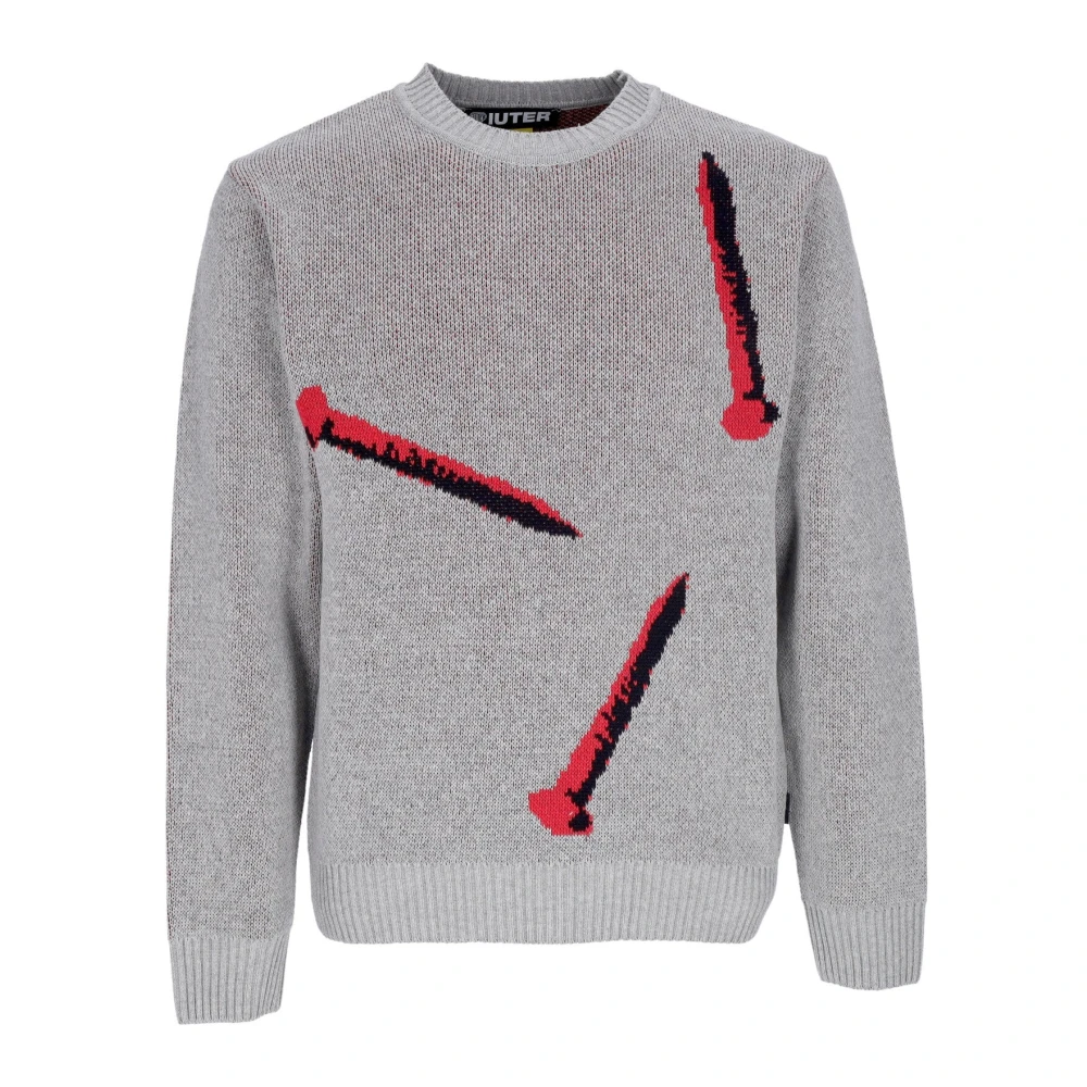 Iuter Grijze Jumper met Nagelborduurwerk Gray Heren