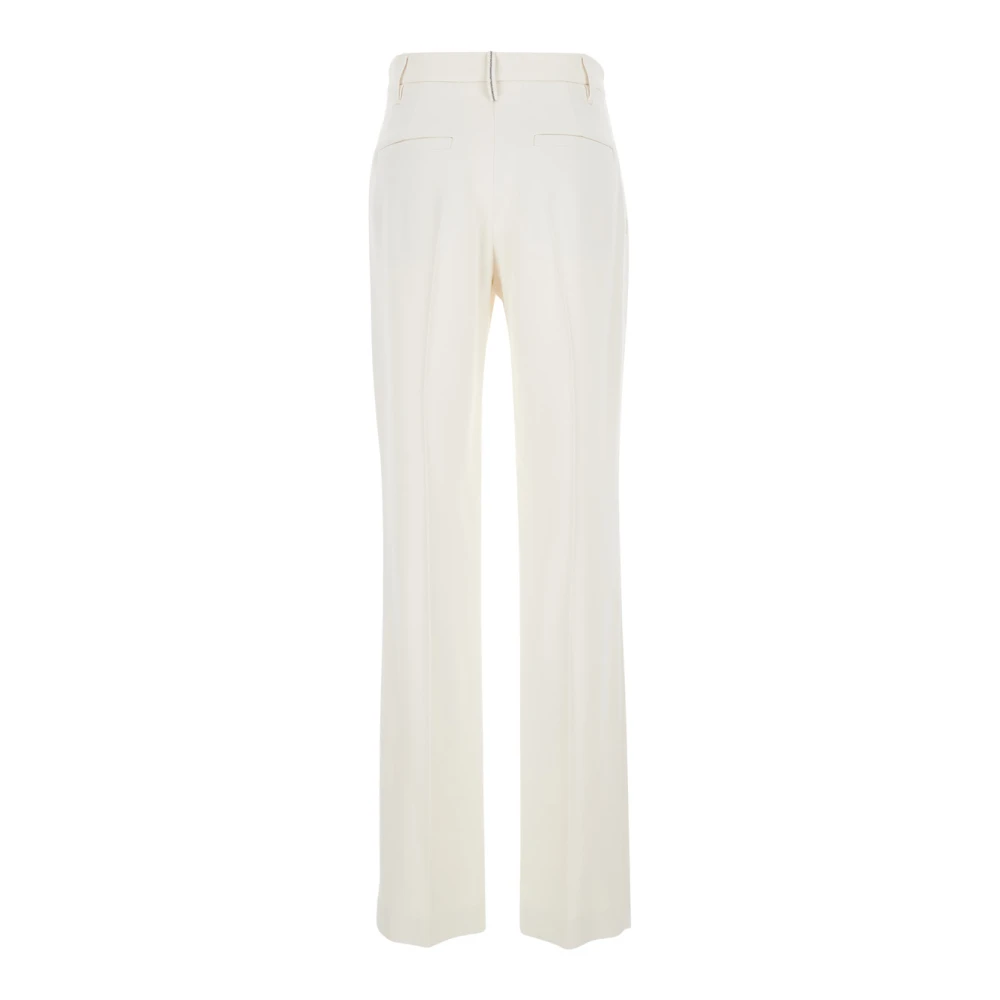 BRUNELLO CUCINELLI Witte hoge taille broek met Monile-detail White Dames