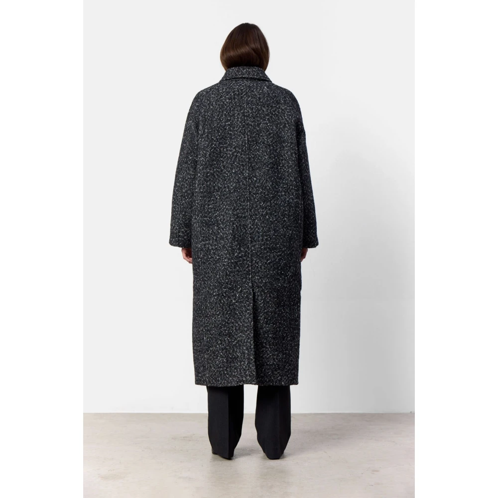 Levete Room Zwart Combi Wollen Jas Black Dames