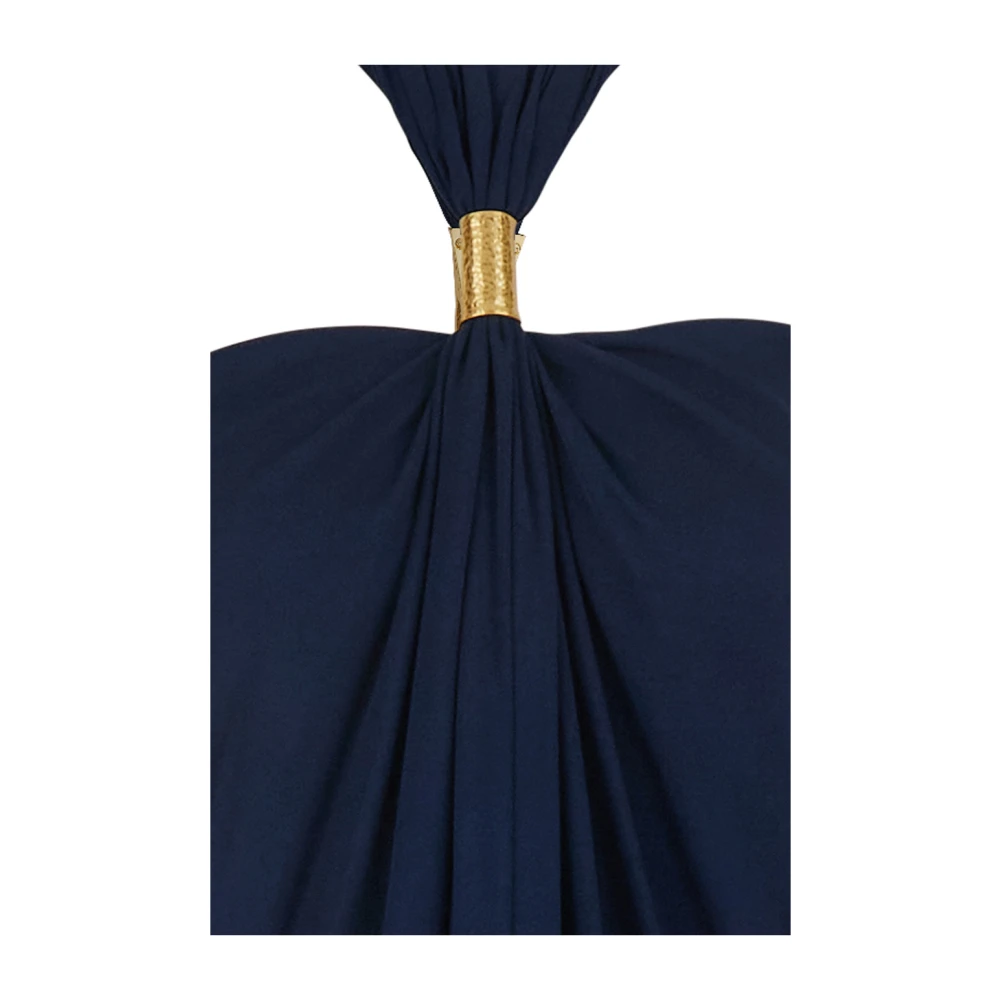 Tom Ford Blauwe Halternek Lange Jurk met Open Rug Blue Dames