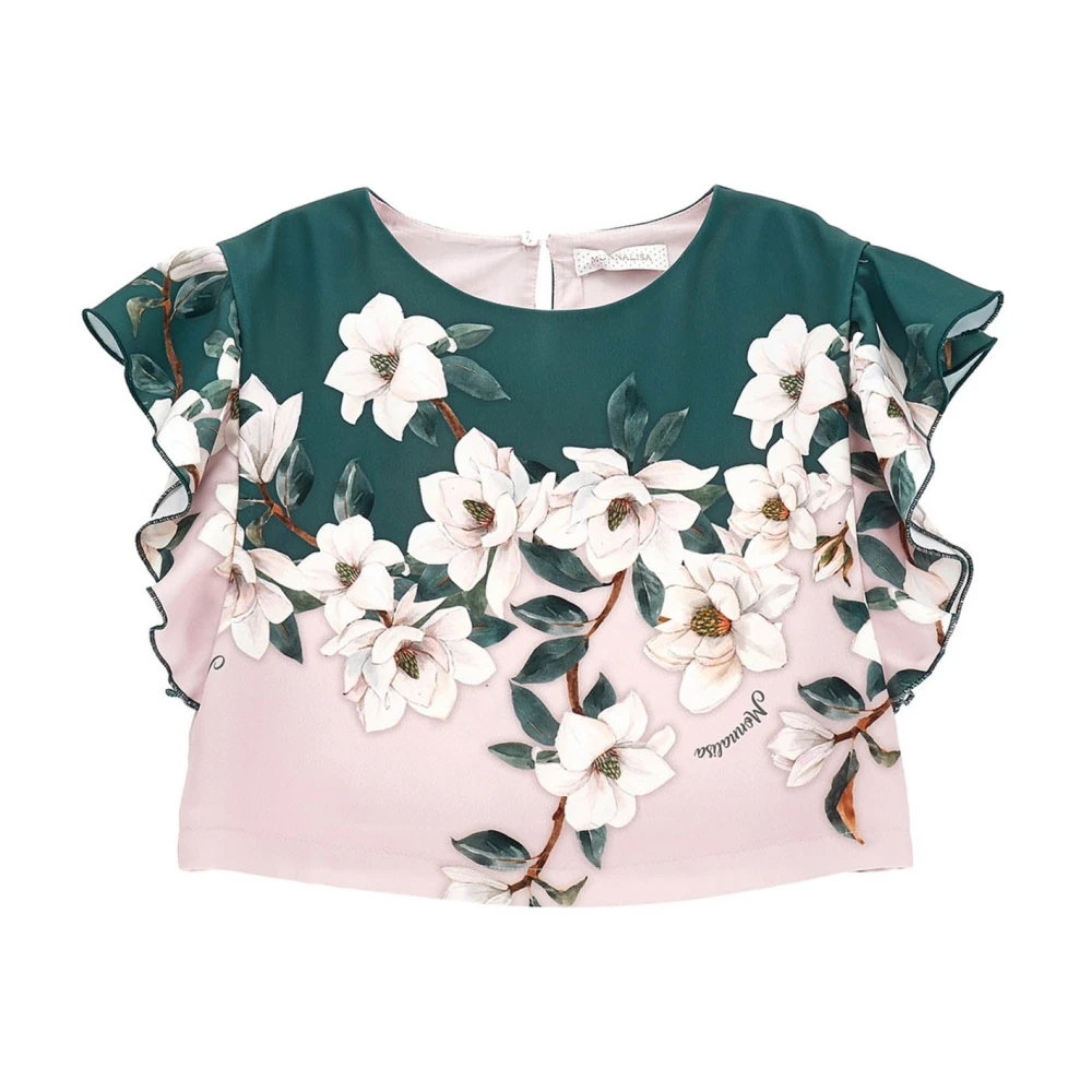 Monnalisa Girls Green Cropped Top - Kids Blouses - 12 Y - Kids