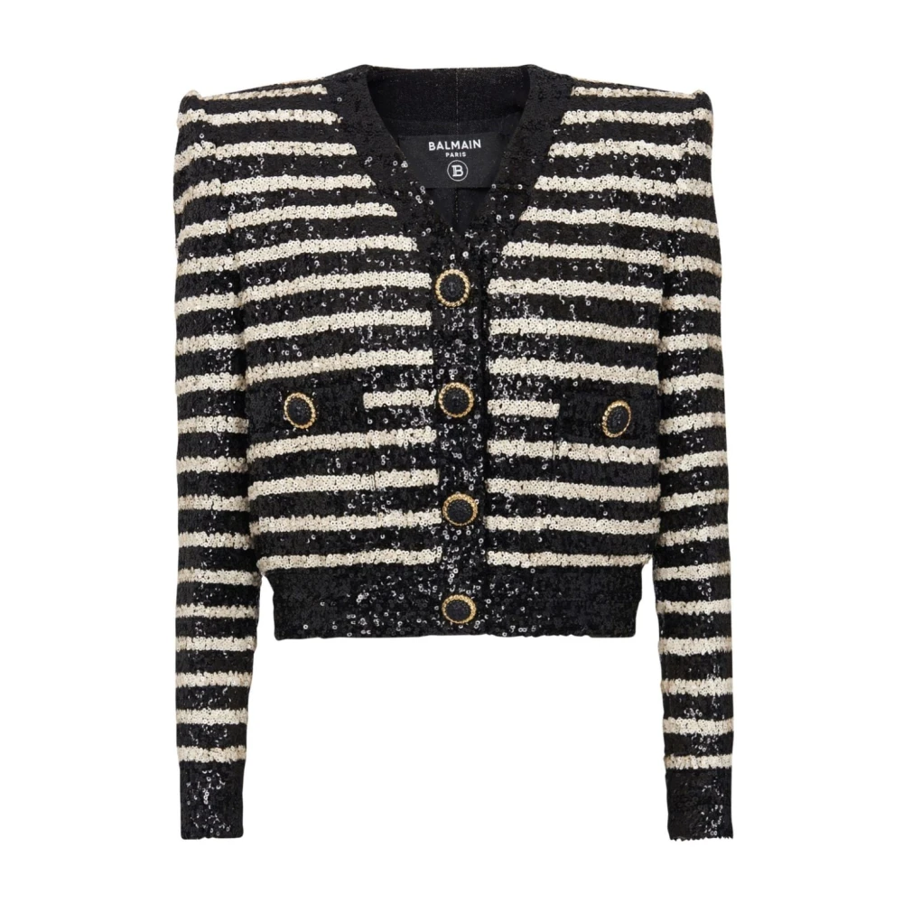 Balmain Zwart Paillettenjasje Black Dames