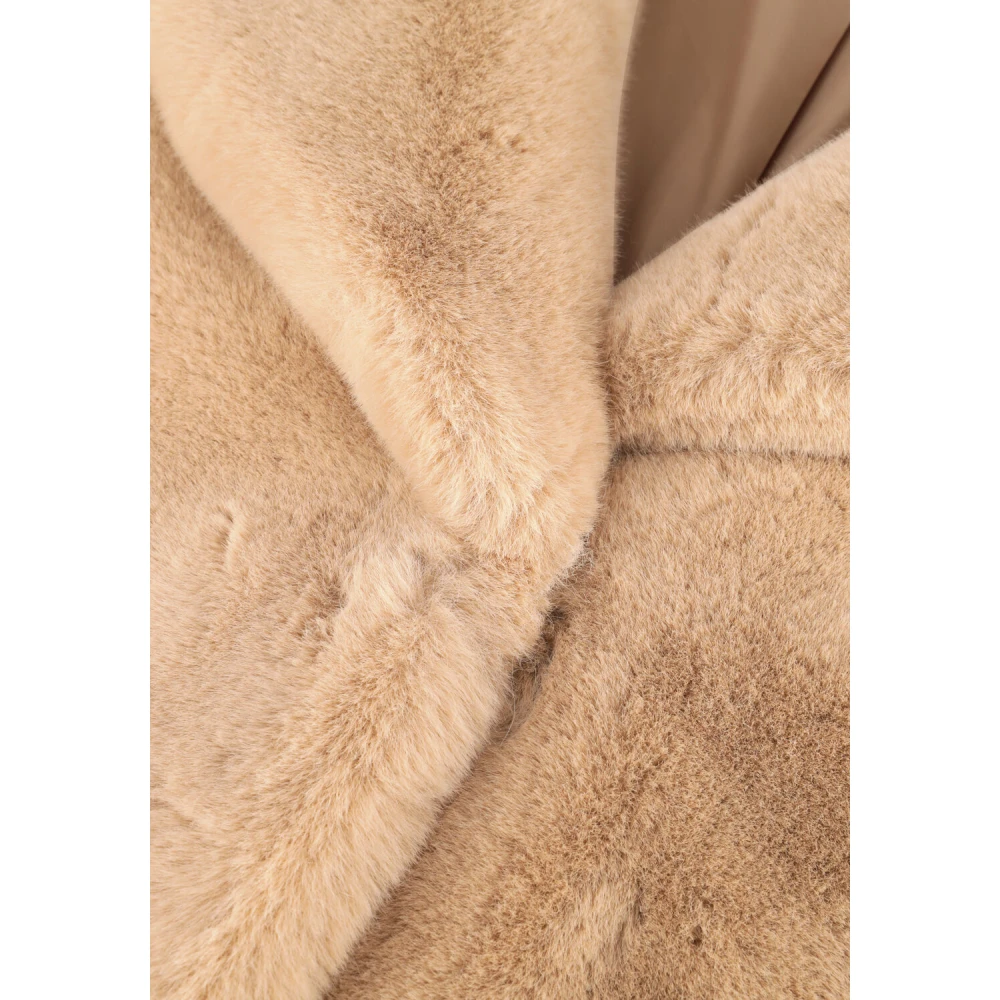Stand Studio Beige Faux Fur Cocoon Coat Beige Dames