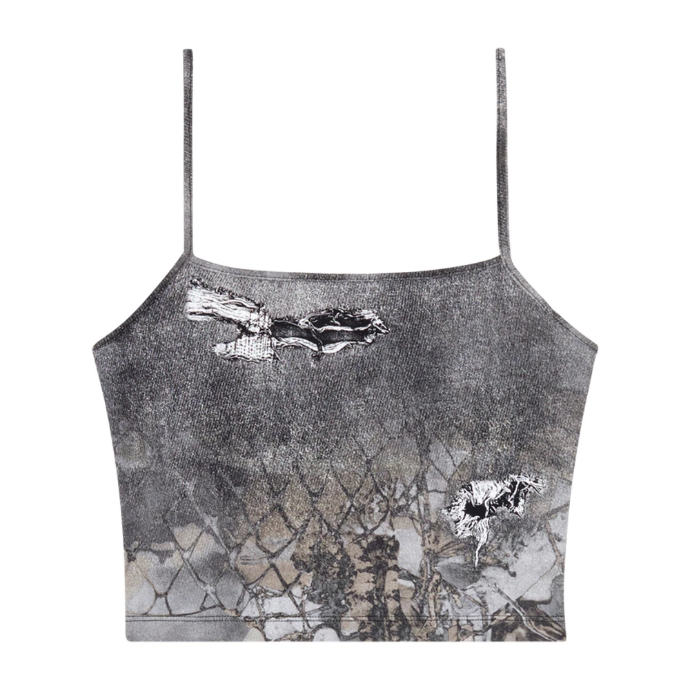 Diesel Strappy top with abstract print Black Dames