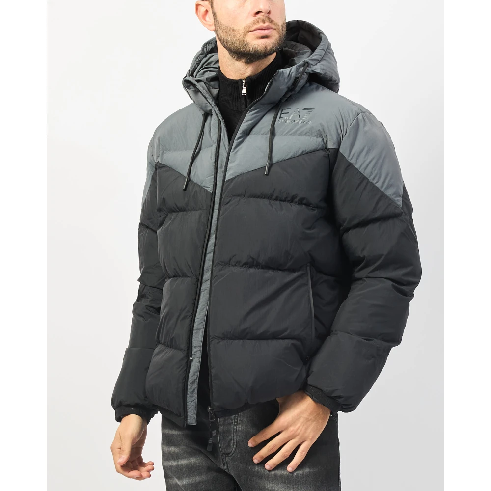 Emporio Armani Zwarte Bomberjack met Capuchon Black Heren