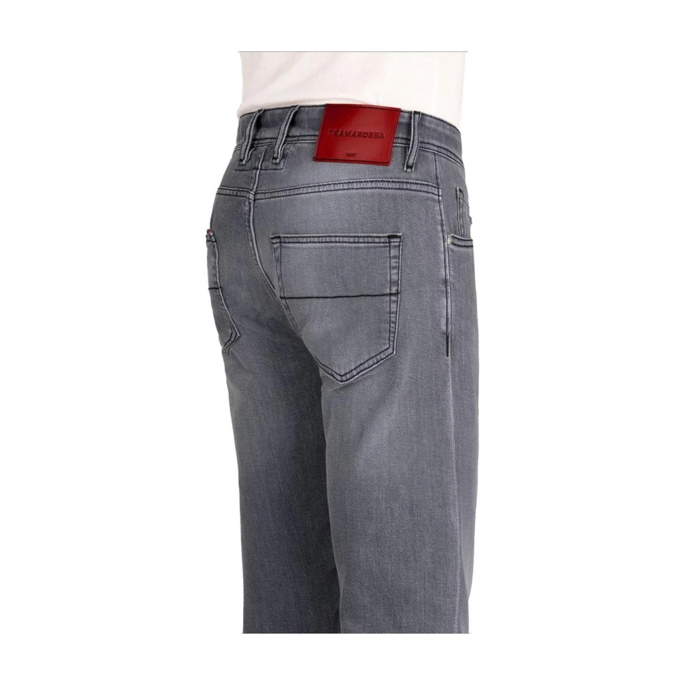 Tramarossa Grijze Straight Leg Jeans met Zwarte Stiksels Blue Heren